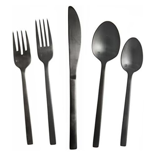  [아마존베스트]Fortessa Arezzo 18/10 Stainless Steel Flatware, 5 Piece Place Setting, Service for 1, Brushed Black - 5PPS-1656B-05