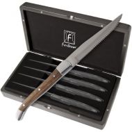 Fortessa Provencal 4-Piece Serrated Steak Knife Set with Box, 9.25-Inch, Light Wood Handle