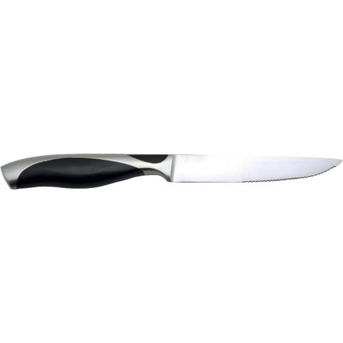  Fortessa CIOP Serrated Steak Knife with StainlessBlack Handle, 9.25-Inch, Set of 6