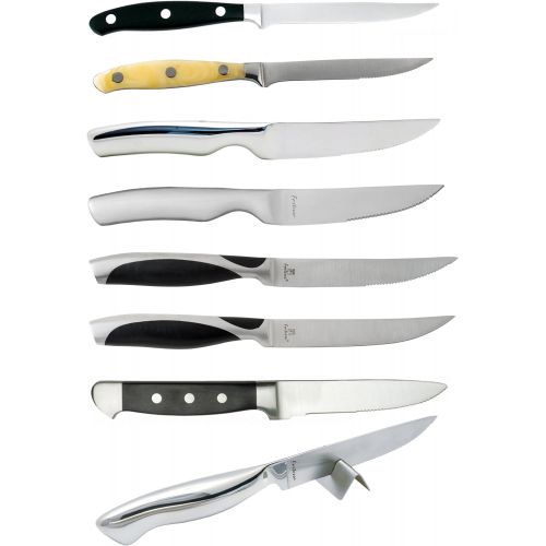  Fortessa CIOP Serrated Steak Knife with StainlessBlack Handle, 9.25-Inch, Set of 6