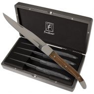 Fortessa Provencal 4-Piece Non-Serrated Steak Knife Set with Box, 9.25-Inch, Light Wood Handle