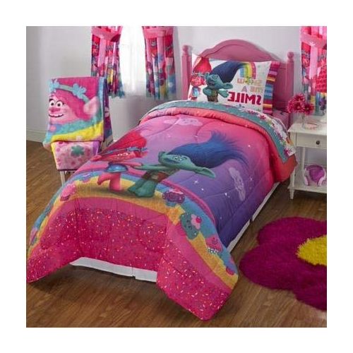  Fortnite Trolls Bedroom Decor for Girls-Trolls Bedding Twin Multicolored 4 Piece Set-Will Bring Fun to Any Girls Room