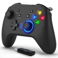 [아마존베스트]Forty4 Wireless Gaming Controller, Dual-Vibration Joystick Gamepad Computer Game Controller for PC Windows 7/8/10, PS3,/Switch/TV Box/Laptop/Android Mobile Phones - Black