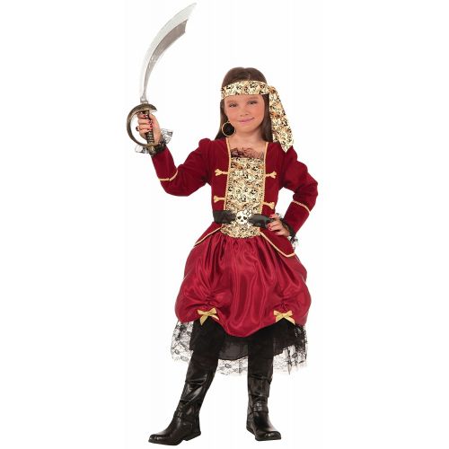  Forum Novelties Girls Pirateer Costume, Red, Large