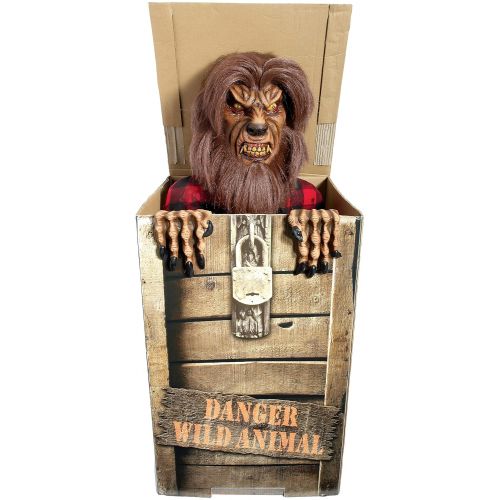  Forum Novelties Animatronic Prop Animated Wolf in a Box for Party Decoration, Brown
