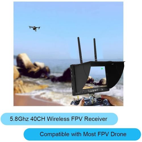  fosa FPV Monitor 5.8GHz 40Channels 7Inch LCD Monitor/Display Screen Receiver Monitor for FPV Drone Quadcopter with Wireless Receiver 140/120 Degree