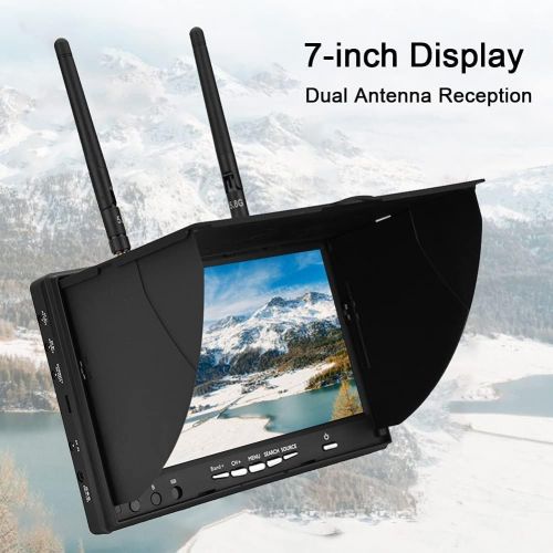  fosa FPV Monitor 5.8GHz 40Channels 7Inch LCD Monitor/Display Screen Receiver Monitor for FPV Drone Quadcopter with Wireless Receiver 140/120 Degree