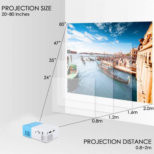  Mini LED HD Projector, fosa Portable Home 1080P Video Projector Home Cinema Projector for Living Room/Bedroom/Study Room/Travel/Party, Support Read U Disk/Mobile HDD/SD Card/AV/Key