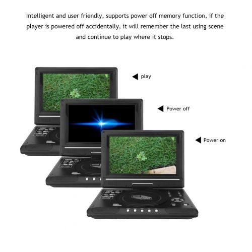  Fosa fosa 9.8 inch Portable DVD Player with Swivel Screen, Game TV Player FM Radio Receiver Build in Rechargeable lithium battery with US Plug. Support SDMSMMC card reading(Black)