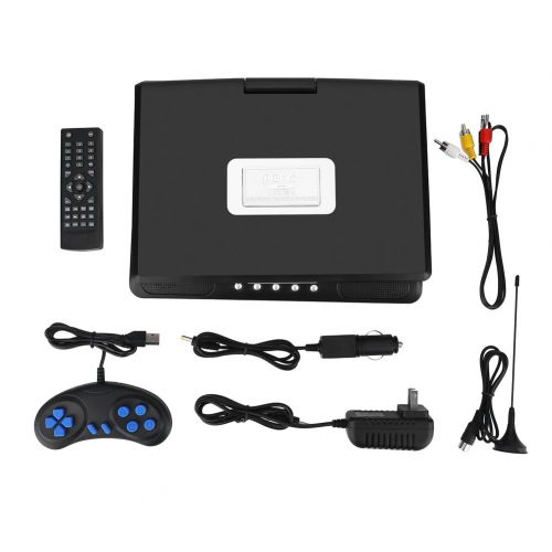  Fosa fosa 9.8 inch Portable DVD Player with Swivel Screen, Game TV Player FM Radio Receiver Build in Rechargeable lithium battery with US Plug. Support SDMSMMC card reading(Black)