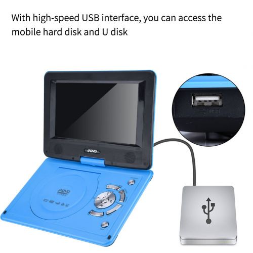  Fosa fosa Car DVD Player, 9.8” LCD Wide Screen Digital HD Ultra Thin Portable Car VCD Player Multimedia CD Player with TV Signal Interface,AV OutputInput Function(Blue)