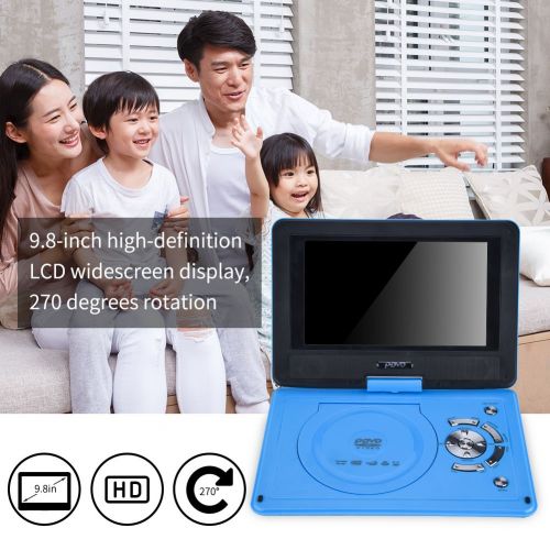  Fosa fosa Car DVD Player, 9.8” LCD Wide Screen Digital HD Ultra Thin Portable Car VCD Player Multimedia CD Player with TV Signal Interface,AV OutputInput Function(Blue)