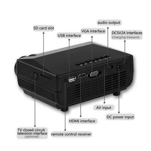  Fosa fosa Video Projector, 19201080P Mini Projector 150ANSI LM Portable Project with Speaker Home Theater(Black)