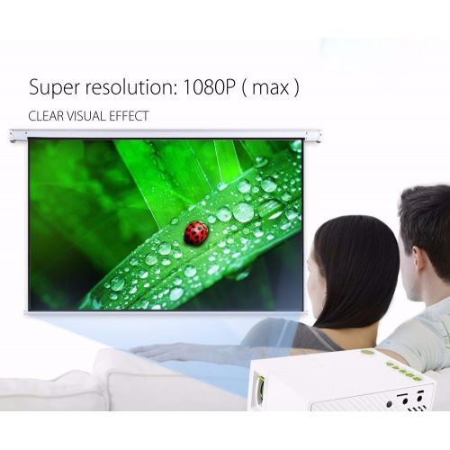  Mini Projector, Fosa Portable 1080P LED Projector for iPhone Android Smartphone HDMI Devices Home Cinema Theater Great Gift Pocket Video Projector for Party Game and Outside Campin