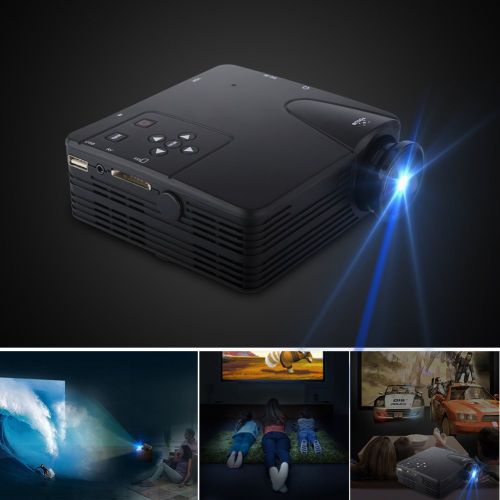  Fosa 480x320pixels 1080P Mini Projector Home Use 100 LM Home Theater Multimedia(Black)