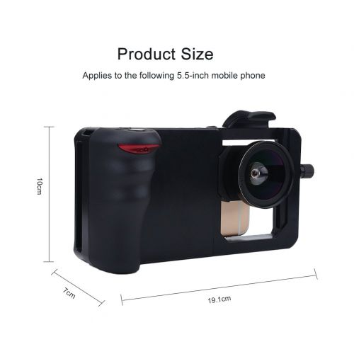  Fosa fosa Smartphone Video Rig, Handheld Grip Filmmaking Recording Stabilizer Phone SLR Holder with Shoulder Belt, Wide Angle, Macro Lens, Bluetooth Connection for Smartphones Below 5.5