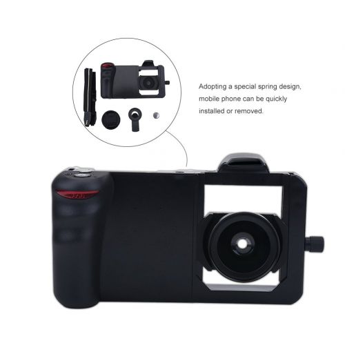  Fosa fosa Smartphone Video Rig, Handheld Grip Filmmaking Recording Stabilizer Phone SLR Holder with Shoulder Belt, Wide Angle, Macro Lens, Bluetooth Connection for Smartphones Below 5.5