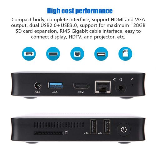  Fosa fosa Mini Desktop Computer, Mini PC for Win 10 Portable and Delicate Intel HD Graphics Desktop Computer, Mini Computer for 4K Home Theater Atom Z8350 Quad Core 2+32GB HDMI+VGA Outp