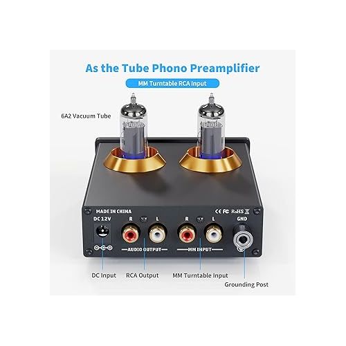  Fosi Audio Box X2 Phono Preamp for MM Turntable Phonograph Preamplifier with Gain Gear Mini Stereo Audio Hi-Fi Pre-Amplifier for Record Player with DC 12V Power Supply