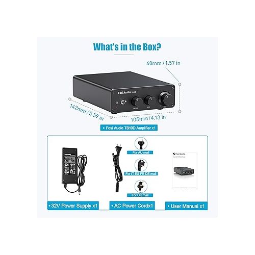  Fosi Audio TB10D 600W TPA3255 Power Amplifier Home Audio HiFi Stereo Class D Digital 2 Channel Integrated Mini Passive Speaker Amp
