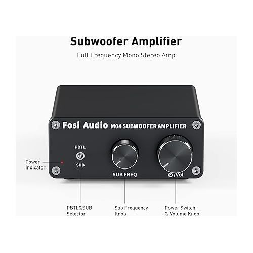  Fosi Audio M04 Subwoofer Amplifier for Home Theater Mono Channel Digital Class D Integrated Power Amp for Passive Speakers Subwoofer Rated 100W MAX