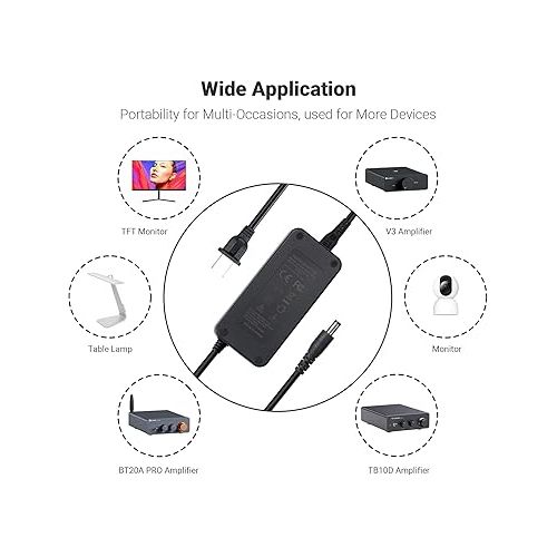  Fosi Audio 48V 5A Power Adapter Supply for Home Audio Bluetooth Stereo Receiver Amplifier Mini Hi-Fi Class D Integrated Amp