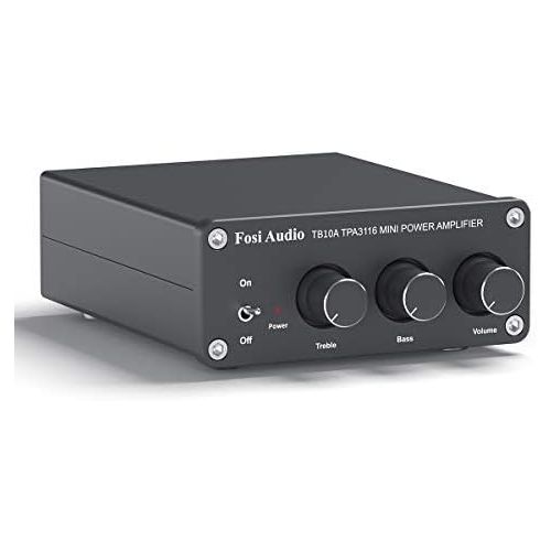  [아마존베스트]2 Channel Stereo Audio Amplifier Receiver Mini Hi-Fi Class D Integrated Amp 2.0CH for Home Speakers 100W x 2 with Bass and Treble Control TPA3116(with Power Supply) - Fosi Audio TB