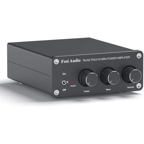  [아마존베스트]2 Channel Stereo Audio Amplifier Receiver Mini Hi-Fi Class D Integrated Amp 2.0CH for Home Speakers 100W x 2 with Bass and Treble Control TPA3116(with Power Supply) - Fosi Audio TB