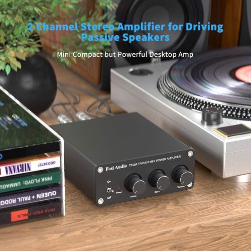  [아마존베스트]2 Channel Stereo Audio Amplifier Receiver Mini Hi-Fi Class D Integrated Amp 2.0CH for Home Speakers 100W x 2 with Bass and Treble Control TPA3116(with Power Supply) - Fosi Audio TB