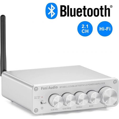  Fosi Audio BT30D-S Bluetooth 5.0 Receiver Amplifier 50 Watt x2+100 Watt Mini Hi-Fi Stereo Audio Class D 2.1 Channel Integrated Amp for Home Outdoor Passive Speakers/Powered Subwoof