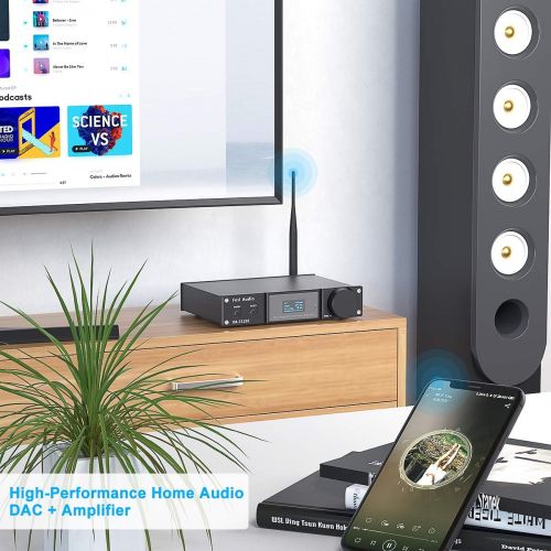  [아마존베스트]Fosi Audio DA2120C Bluetooth Amplifier 120W x2 Stereo Hi-Fi 2.1 Channel Wireless Stream aptX, 24Bit/192kHz Class D Compact Mini Power Amp Integrated USB DAC Coaxial Optical, Suppor