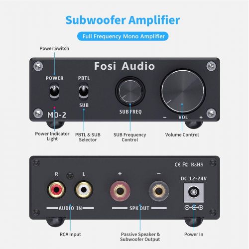  [아마존베스트]Fosi Audio Subwoofer Amplifier Mono Channel Amp Home Theater Power Amp 100W M02