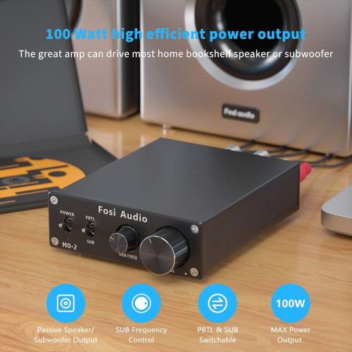  [아마존베스트]Fosi Audio Subwoofer Amplifier Mono Channel Amp Home Theater Power Amp 100W M02