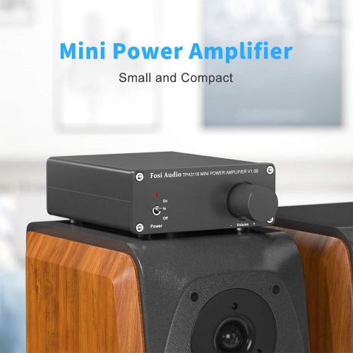  [아마존베스트]2 Channel Amplifier Stereo Audio Amp Mini Hi-Fi Class D Integrated TPA3116 Amp for Home Speakers 50W x 2, with 19V 4.74A Power Supply - Fosi Audio V1.0B Black