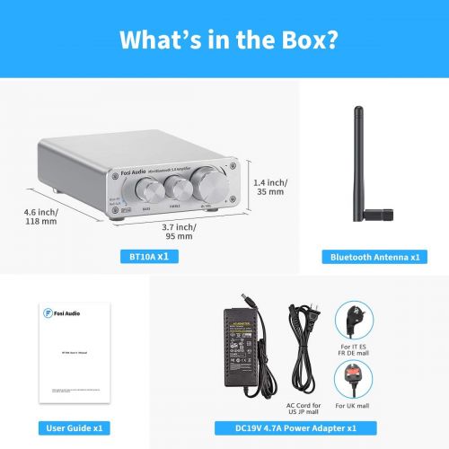  [아마존베스트]Fosi Audio [2020 Upgraded] Bluetooth 5.0 Amplifier Stereo Audio Amp Receiver, 2 Channel Mini Hi-Fi Class D Integrated Amp, for Home Passive Speakers 100W, with 19V 4.74A Power Supply - Fosi A