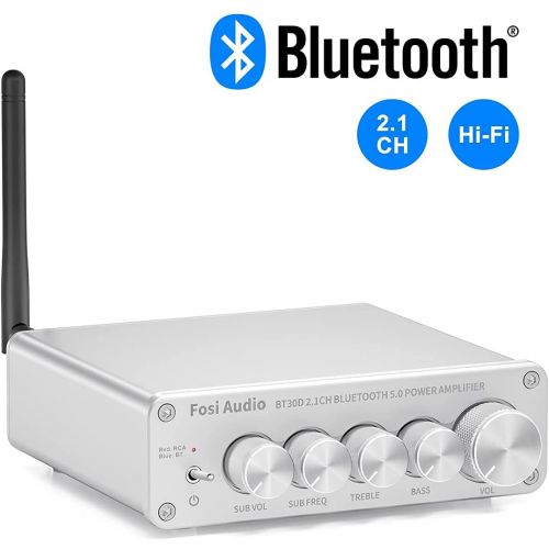  [아마존베스트]Fosi Audio BL20C Bluetooth 5.0 Stereo Audio Receiver Amplifier 2.1 CH Mini Hi-Fi Class D Integrated Amp U-Disk Player for Home Passive Speakers Powered Subwoofer 160W x2 TDA7498E (