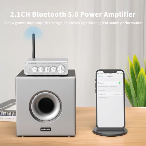  [아마존베스트]Fosi Audio BL20C Bluetooth 5.0 Stereo Audio Receiver Amplifier 2.1 CH Mini Hi-Fi Class D Integrated Amp U-Disk Player for Home Passive Speakers Powered Subwoofer 160W x2 TDA7498E (