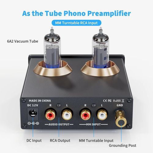  Fosi Audio Box X2 Phono Preamp for Turntable Preamplifier MM Phonograph Preamplifier with Gain Gear Mini Stereo Audio Hi-Fi Pre-Amplifier for Record Player with DC 12V Power Supply