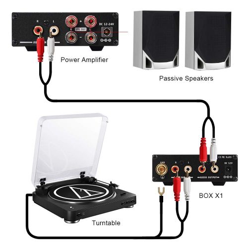  Fosi Audio Phono Preamp for Turntable Pre Amp Amplifier MM Phonograph Preamplifier for Record Player with Volume Control Mini Stereo Audio Hi-Fi Pre-Amplifier with DC 12V Power Adapter Fosi A