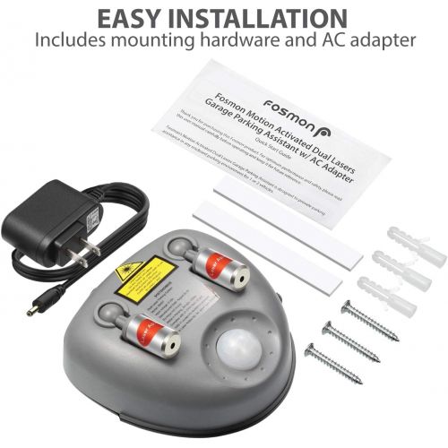  [아마존 핫딜]  [아마존핫딜]Fosmon Dual Laser Garage Parking Assist Guide System, Motion Activated Sensor, 360 Adjustable FDA approved Class 3R/IIIa Laser, AC Adapter and Battery Backup, Parking Assistant Aid