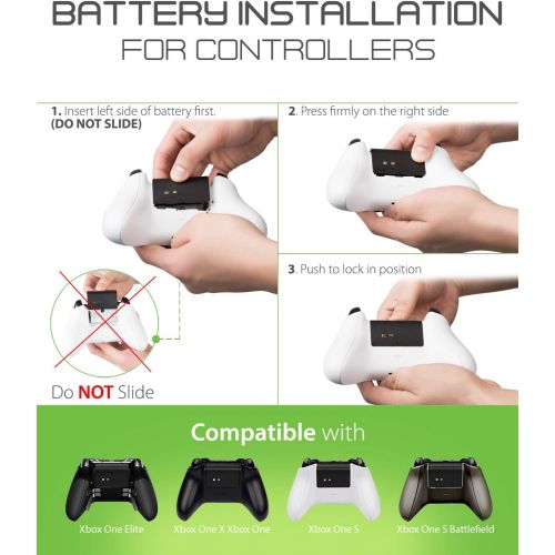  [아마존 핫딜]  [아마존핫딜]Fosmon Dual Controller Charger Compatible with Xbox One, One X, One S, (Dual Slot) High Speed Docking Charging Station with 2X Rechargeable Battery Packs (Black)