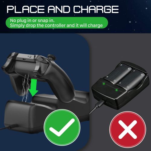  [아마존 핫딜]  [아마존핫딜]Fosmon Dual Controller Charger Compatible with Xbox One, One X, One S, (Dual Slot) High Speed Docking Charging Station with 2X Rechargeable Battery Packs (Black)