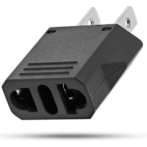  [아마존베스트]European Adapter, Fosmon Type C EU to USA & Canada Travel Adapter Plug, 2 Prong Universal Power Converter (Black)