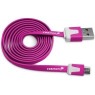 [아마존베스트]Fosmon Vivid Series Micro USB Flat Cable for Amazon Fire/Fire HD 8 / Fire HD 10 / Kindle Paperwhite (2015) / Kindle HD 6 / Kindle/Kindle Voyage (2014) - 3ft Hot Pink