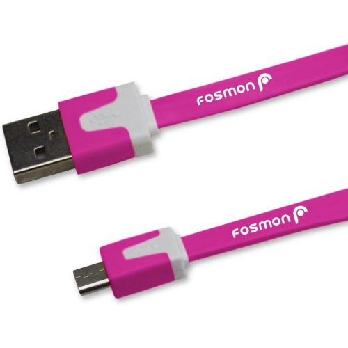  [아마존베스트]Fosmon Vivid Series Micro USB Flat Cable for Amazon Fire/Fire HD 8 / Fire HD 10 / Kindle Paperwhite (2015) / Kindle HD 6 / Kindle/Kindle Voyage (2014) - 3ft Hot Pink