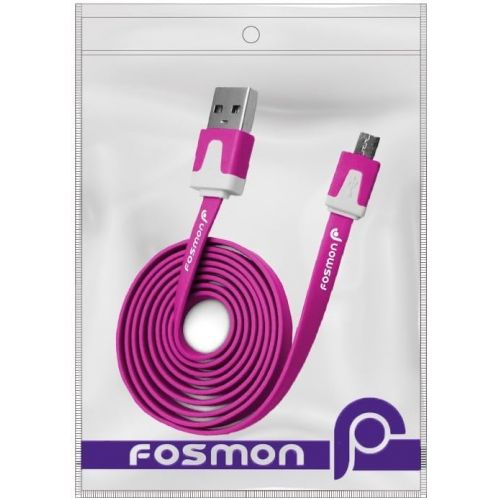  [아마존베스트]Fosmon Vivid Series Micro USB Flat Cable for Amazon Fire/Fire HD 8 / Fire HD 10 / Kindle Paperwhite (2015) / Kindle HD 6 / Kindle/Kindle Voyage (2014) - 3ft Hot Pink