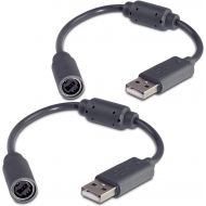 Fosmon 2X Replacement Dongle USB Breakaway Cables for Xbox 360 Wired Controllers - Dark Gray (2 Pack)