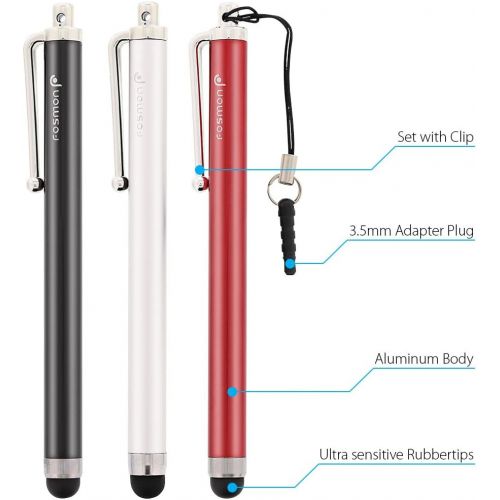  Fosmon Trio Capacitive Stylus in Black, Silver and Red for Kindle Fire, Kindle Paperwhite and other Touchscreen Devices