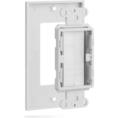  [아마존베스트]Fosmon (4 Pack) Single Gang Wall Plate, Brush Style Opening Passthrough Cable Plate with Low Voltage Mounting Bracket