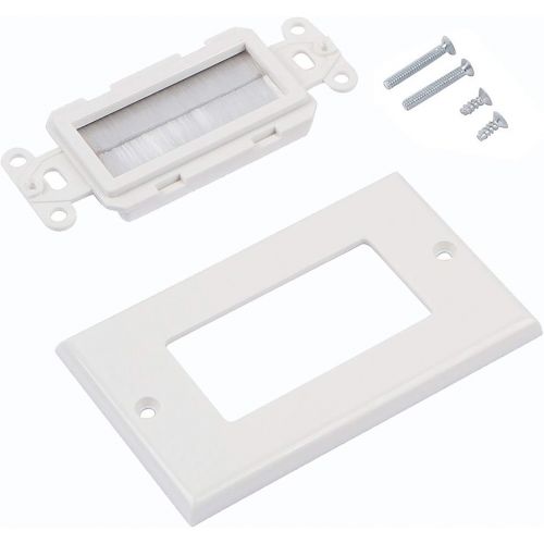  [아마존베스트]Fosmon 1-Gang Wall Plate (5 Pack), Brush Style Opening Passthrough Low Voltage Cable Plate in-Wall Installation for Speaker Wires, Coaxial Cables, HDMI Cables, or Network/Phone Cab